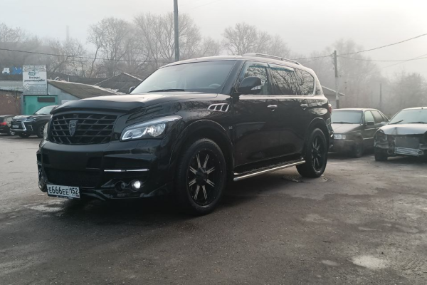 Прокат авто infiniti qx80 бизнес класса 2015 года в городе Нижний Новгород от 10400 руб./сутки, полный привод, двигатель: бензин, объем 5.6 литров, каско (Мультидрайв), ОСАГО (Мультидрайв), без водителя, недорого - RentRide