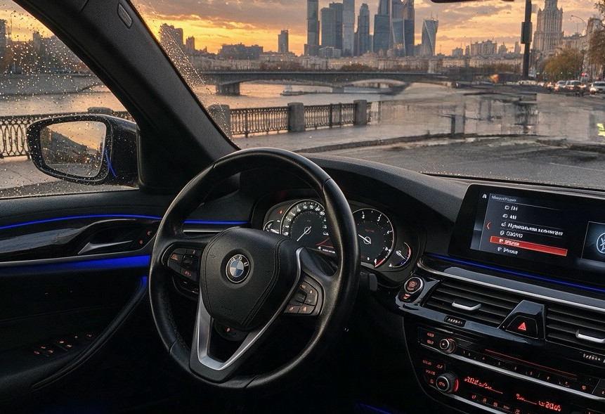 Аренда bmw 5-serii бизнес класса 2017 года в городе Москва Народное Ополчение от 6560 руб./сутки, задний привод, двигатель: дизель, объем 2 литра, каско (Мультидрайв), ОСАГО (Мультидрайв), без водителя, недорого, вид 8 - RentRide